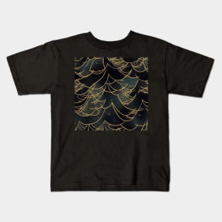 Abstract Winter Christmas Trees, Gold and Green Kids T-Shirt